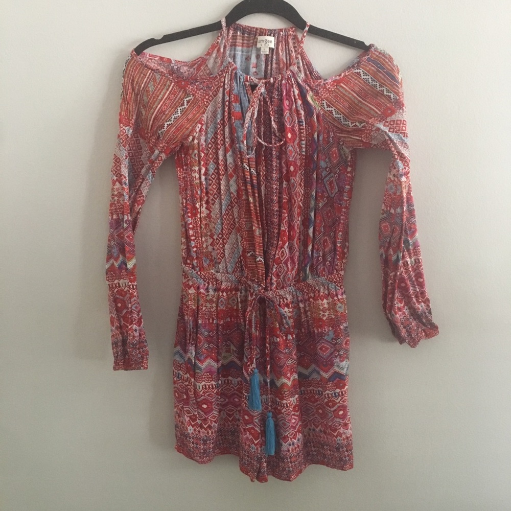 Boho Romper | Red Romper | Long Sleeve - image 4